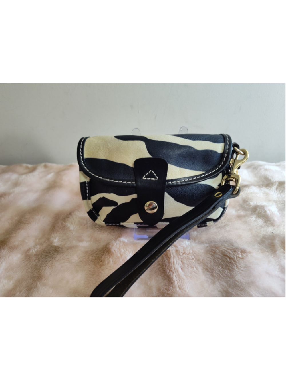 Women's Dooney & Bourke Zebra Print Wristlet, One Size, Black and Beige